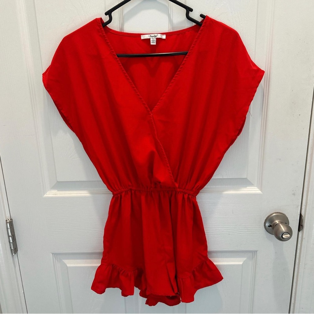 Papaya Red Women's Romper